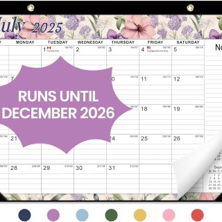 Desk Calendar 2025-2026, 18 Months Calendar Runs until Dec 2026 - Large 17" x 12" Desktop/Wall Monthly Calendar for Home School, or Office - Vintage Floral