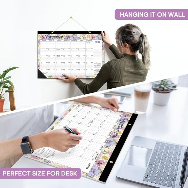 Desk Calendar 2025-2026, 18 Months Calendar Runs until Dec 2026 - Large 17" x 12" Desktop/Wall Monthly Calendar for Home School, or Office - Vintage Floral - Image 7