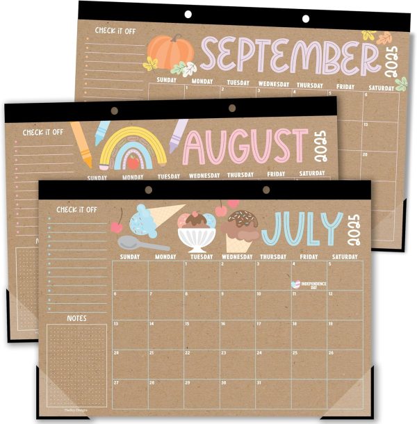 Hadley Designs Teacher Desk Calendar 2025-2026 – 18-Month Desktop Calendar for Home, Office & Classroom Organization, Ideal for Academic School Year Planning (Doodle Kraft)