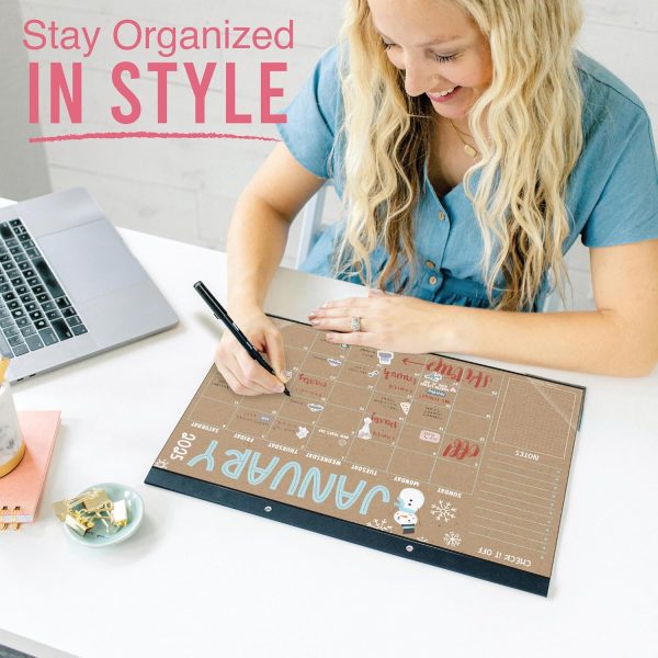 Hadley Designs Teacher Desk Calendar 2025-2026 – 18-Month Desktop Calendar for Home, Office & Classroom Organization, Ideal for Academic School Year Planning (Doodle Kraft) - Image 2