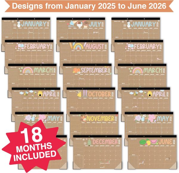 Hadley Designs Teacher Desk Calendar 2025-2026 – 18-Month Desktop Calendar for Home, Office & Classroom Organization, Ideal for Academic School Year Planning (Doodle Kraft) - Image 3