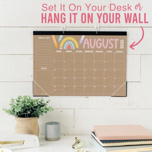 Hadley Designs Teacher Desk Calendar 2025-2026 – 18-Month Desktop Calendar for Home, Office & Classroom Organization, Ideal for Academic School Year Planning (Doodle Kraft) - Image 9