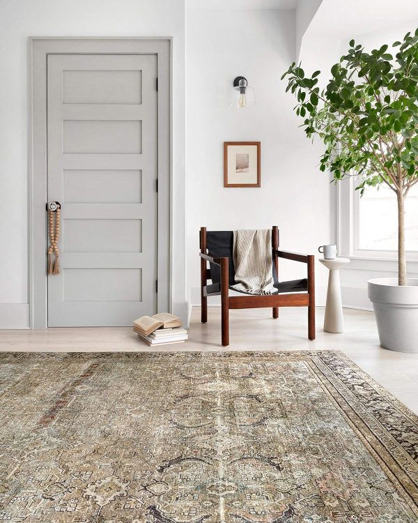 Loloi II Layla Collection, LAY-03 Olive/Charcoal 2'-3" x 3'-9" .13" Thick, Accent Rug, Soft, Durable, Vintage Inspired, Distressed, Low Pile, Non-Shedding, Easy Clean, Printed, Living Room Rug - Image 5