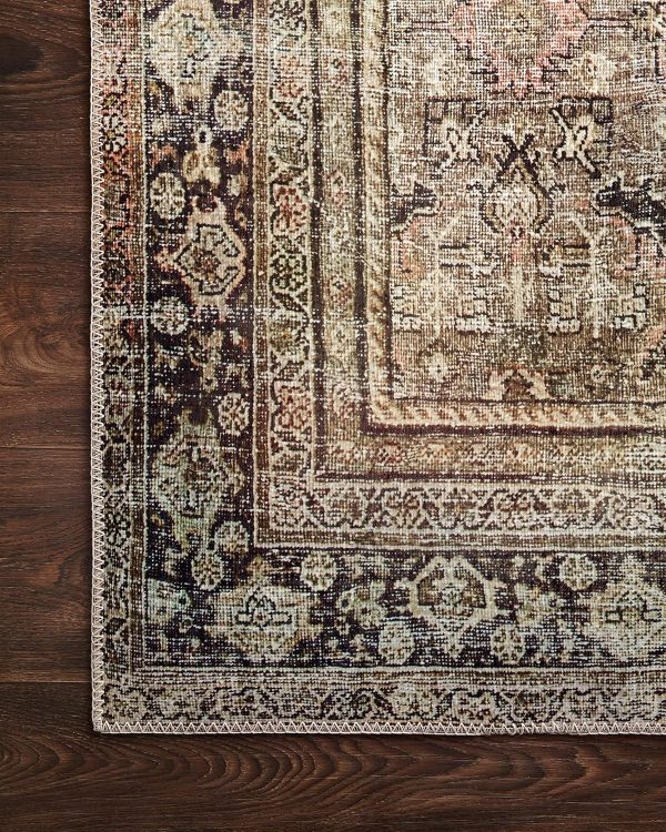 Loloi II Layla Collection, LAY-03 Olive/Charcoal 2'-3" x 3'-9" .13" Thick, Accent Rug, Soft, Durable, Vintage Inspired, Distressed, Low Pile, Non-Shedding, Easy Clean, Printed, Living Room Rug - Image 9
