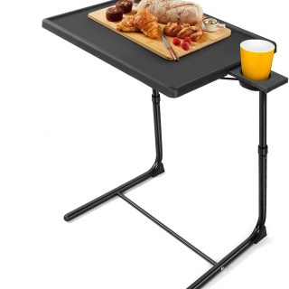 LORYERGO TV Tray - TV Table, Folding Table Trays, w/6 Height & 3 Tilt Angle, TV Tray Table w/Cup Holder, Dinner Tray for Eating on Couch, Laptop, Bed & Couch