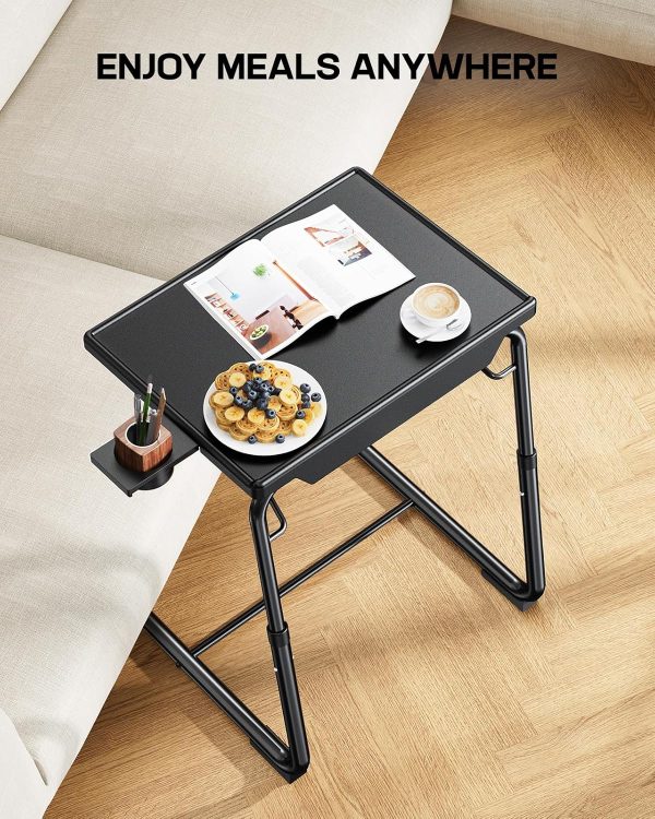 LORYERGO TV Tray - TV Table, Folding Table Trays, w/6 Height & 3 Tilt Angle, TV Tray Table w/Cup Holder, Dinner Tray for Eating on Couch, Laptop, Bed & Couch - Image 2