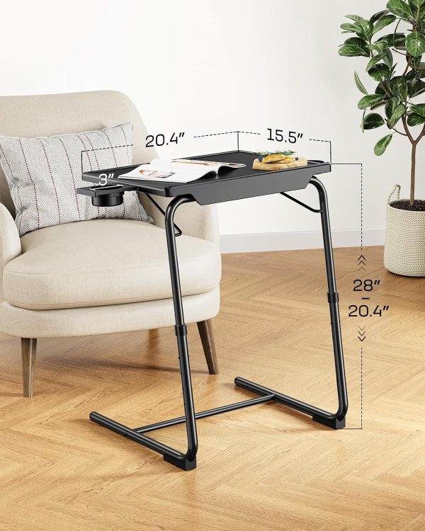 LORYERGO TV Tray - TV Table, Folding Table Trays, w/6 Height & 3 Tilt Angle, TV Tray Table w/Cup Holder, Dinner Tray for Eating on Couch, Laptop, Bed & Couch - Image 3