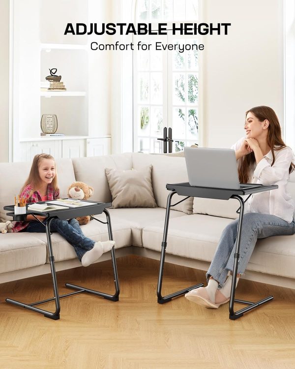 LORYERGO TV Tray - TV Table, Folding Table Trays, w/6 Height & 3 Tilt Angle, TV Tray Table w/Cup Holder, Dinner Tray for Eating on Couch, Laptop, Bed & Couch - Image 5