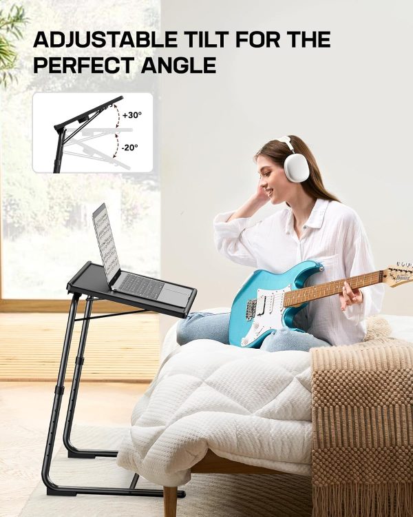 LORYERGO TV Tray - TV Table, Folding Table Trays, w/6 Height & 3 Tilt Angle, TV Tray Table w/Cup Holder, Dinner Tray for Eating on Couch, Laptop, Bed & Couch - Image 6