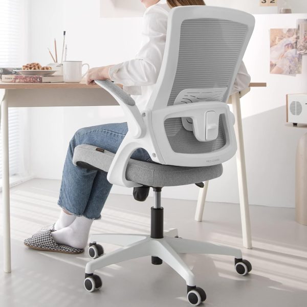 NEO CHAIR Office Desk Chair Computer High Back Mesh Gaming Seat with Ergonomic Adjustable Comfy Flip-up Armrests Lumbar Support Height for Home (Grey) - Image 9